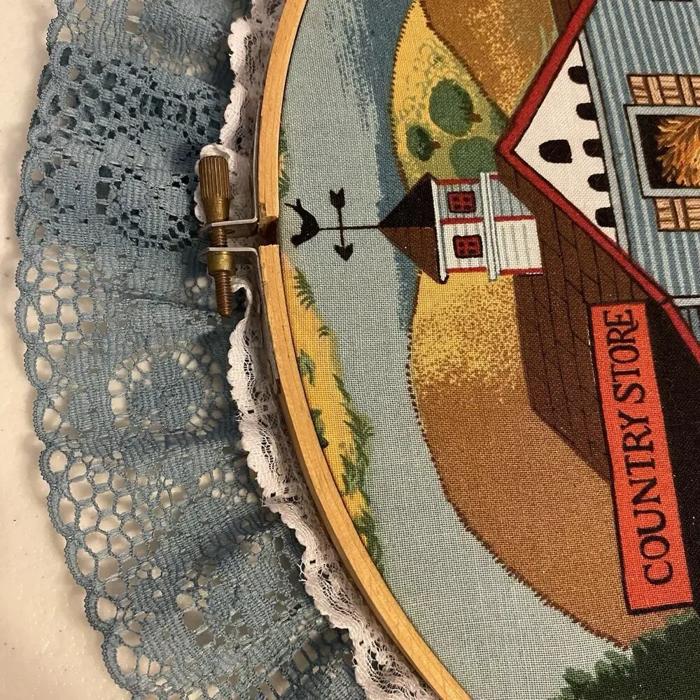 Vintage Country Store Wall Art Farmhouse Fall Season Autumn Halloween Hoop 10”